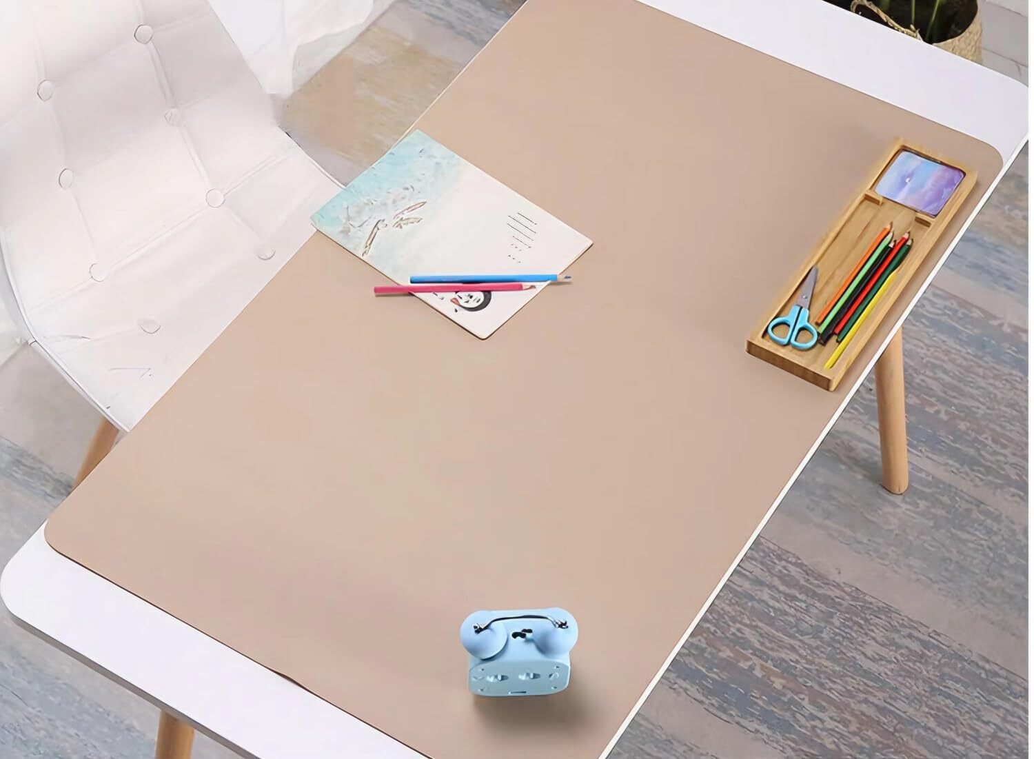 Leather Desk MatMouse PadDesk MatNon-Slip PU Leather Table Pencil PaperLaptop...