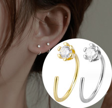 2Pcs Sterling Silver Plated Small CZ Hook Dangle Earrings Gift E22