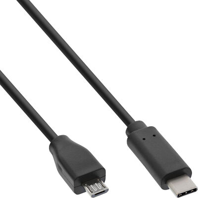 InLine  USB 2.0 Kabel, USB-C Stecker an Micro-B Stecker, schwarz, 2m