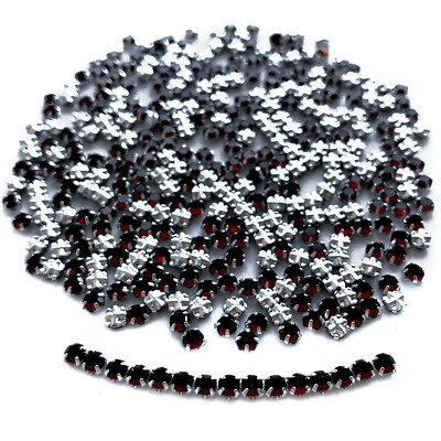 Vintage Swarovski Rose Montees in 10ss, 12ss, 20ss Garnet deep red Silver Plated