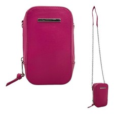 Small Vegan Leather Clutch Bag Pouch Wallet Crossbody Handbag Phone Mini PINK