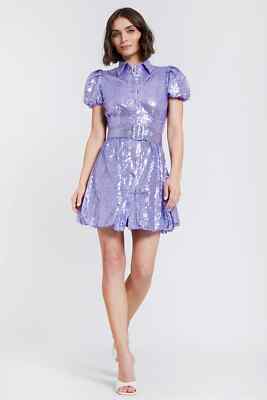 One33 Social Lavender sz 12 Phoebe Sequin Cocktail Mini Dress $395 FLARE  SLEEVE