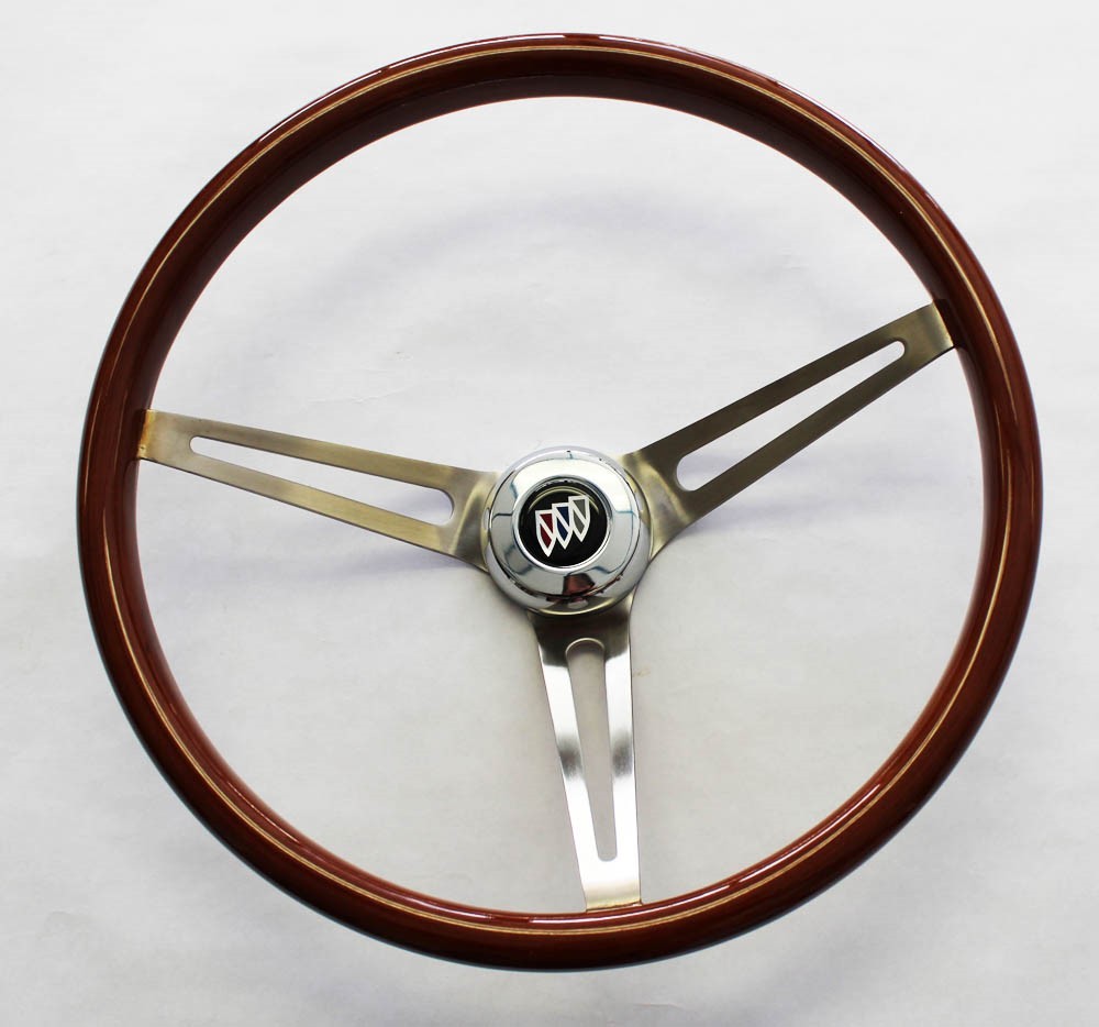 67 68 Buick Skylark GS Wood Steering Wheel High Gloss Grip Stainless