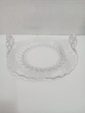 Vtg Glass Serving Plate Candy Dish 6.75 "  Handles Curved Upwards ETCHED Floral 