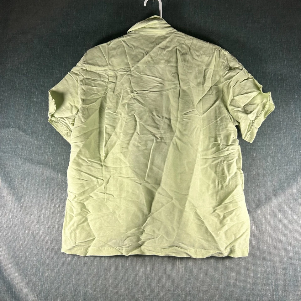 Cubavera Mens Shirt Size Large Light Green Linen Rayon Short Sleeve Button-Up - Image 4 of 4
