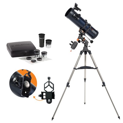 Celestron AstroMaster 130EQ Telescope, Smartphone Adapter, Fully Coated Optics