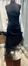 Vintage Blondie Nites Black Party Dress Asymmetrical Hem Line With Sparkle