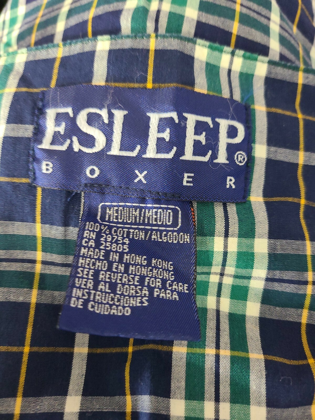 Vtg ESLEEP BOXER 80s 90s boxer pajama baseball style top shirt size M