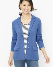 NWOT Talbots Merino Sweater Blazer Size PM blue MRSP 159