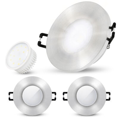 BEDA Einbau LED Strahler flach IP65 mit LED neutralweiß 230V 5W rund gebürstet