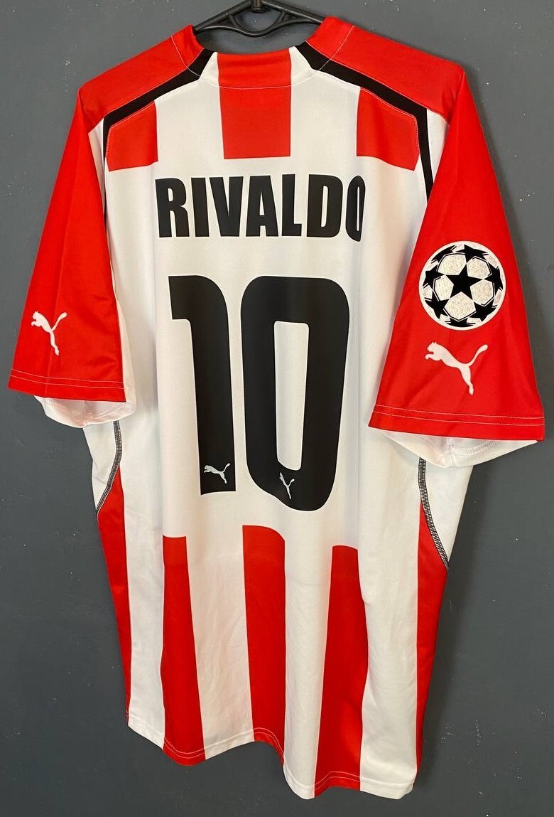 RIVALDO MEN'S PUMA FC OLYMPIACOS 2005/2006 SOCCER FOOTBALL SHIRT