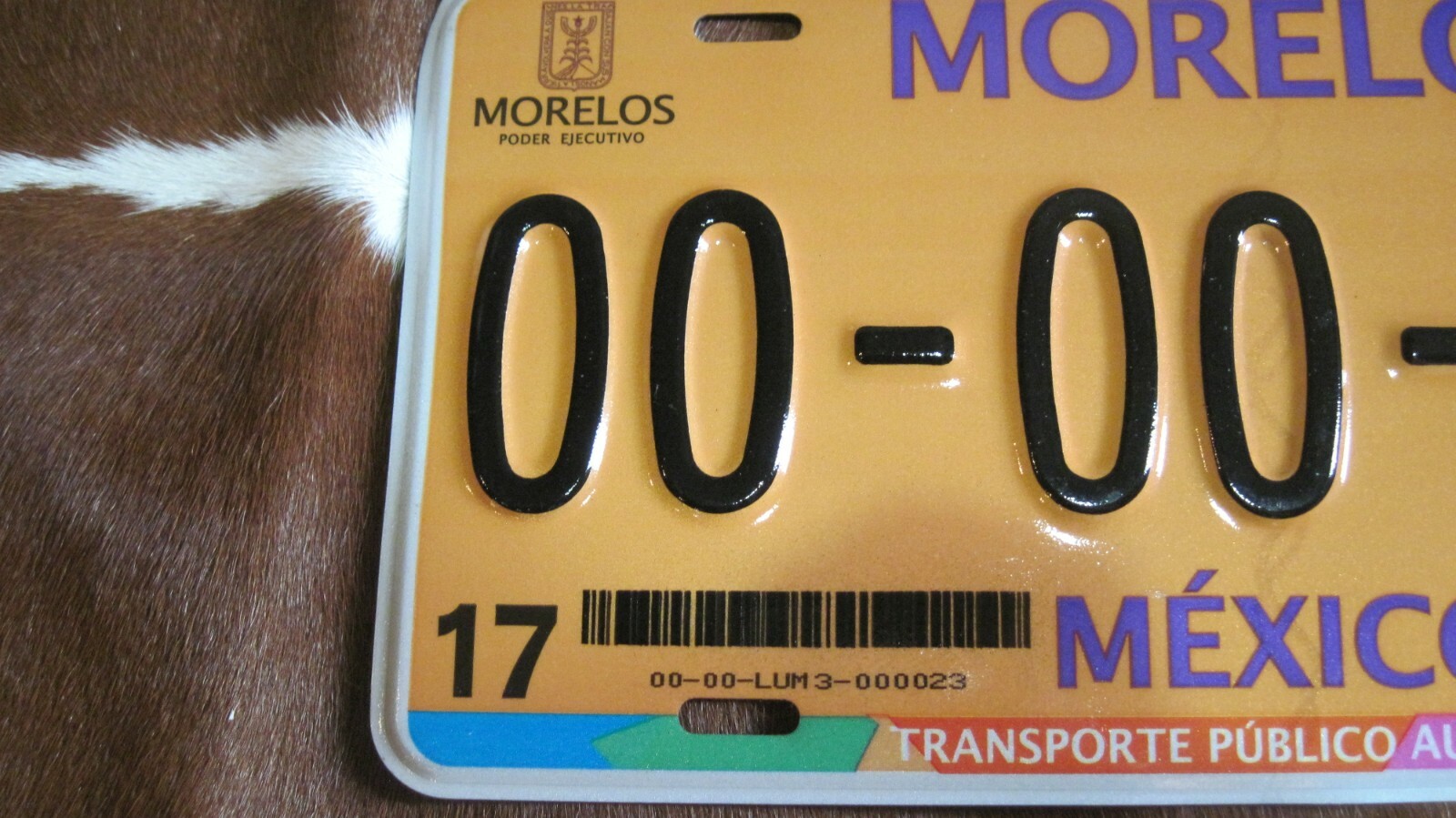 Morelos Mexico Beautiful Taxi sample license plate. eBay