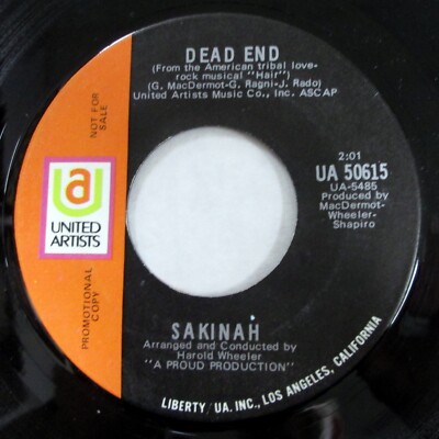 SAKINAH 45 Dead End / Spring In December PROMO on United Artists soul   Mc 1801