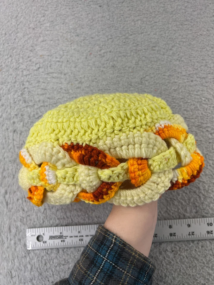 Hecho a mano Gorro Toque Juvenil Talla Única Amarillo Multicolor Crochet Tejido Acrílico Esquí Foto 4 de 4