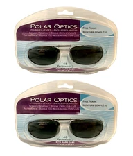 2 Polar Optics 48 rec 3 Polarized Black Full Frame clip on Sunglasses W. Case