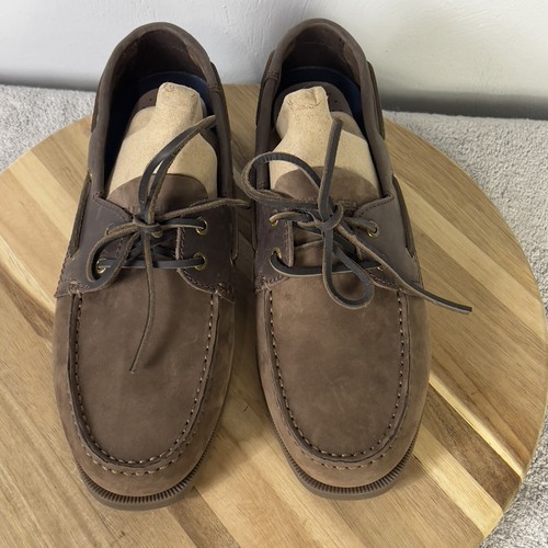 Rugged Shark Brown Leather Boat Shoes Men Size 11 M - Picture 3 of 10