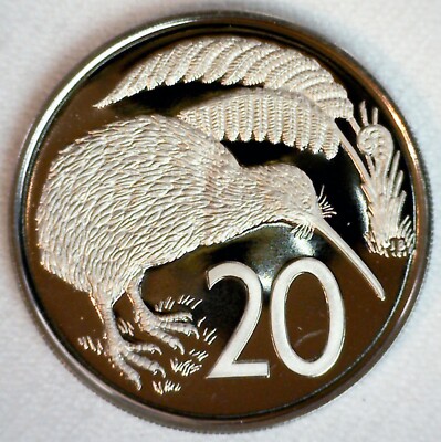 1972 New Zealand Copper Nickel 20 Cents Proof Coin Uncirculated