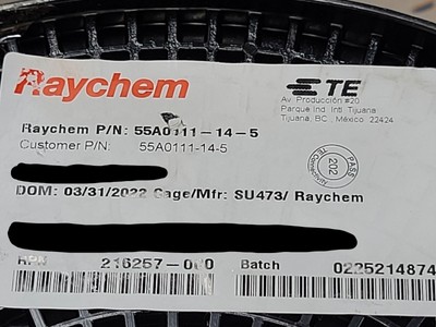 Raychem/TE 55A0111-14-5 #14awg XL-ETFE Spec 55 Hook-Up/Lead Wire Green /50ft