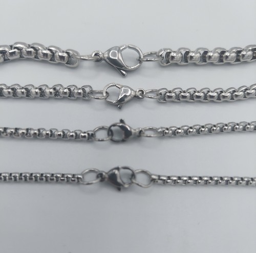 Wholesale Lot Of Silver Stainless Steel Box Chain Necklaces - 2mm To 3.5mm, 18" To 30" Lengths 9 thumbnail image