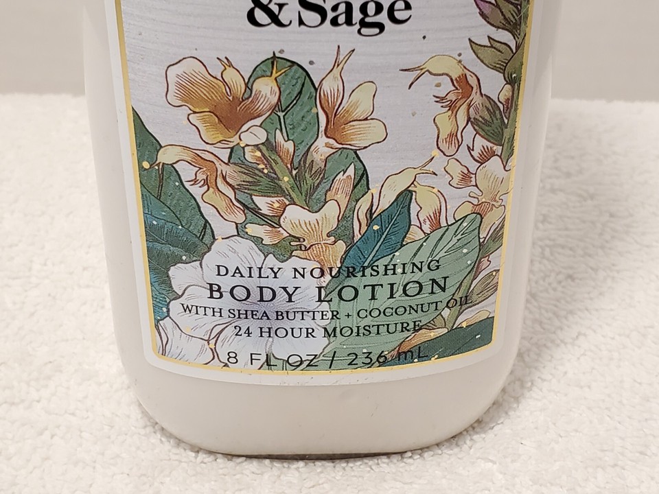 New Bath & Body Works White Tea Sage Body Lotion Cream 8 oz Shea Butter Coconut eBay