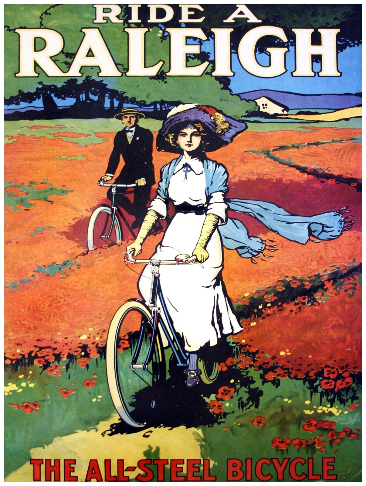 7637.Decoration Poster.Home Room art print.Raleigh vintage early bicycle.Bike