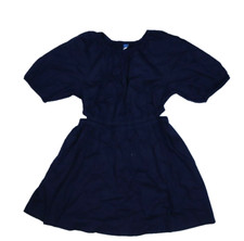 Old Navy Waist Defined Puff Sleeve Cotton Poplin Side Cutout Mini Dress Womens M