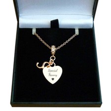 Rose Gold Necklace with Engraving & Letter Charm, Personalised Heart Pendant