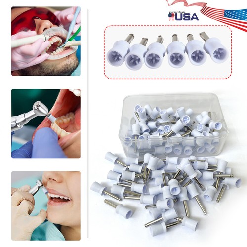 100Pcs Dental Rubber Prophy Teeth Polish Polishing Cups Latch Type Brushes USA - Picture 20 of 27
