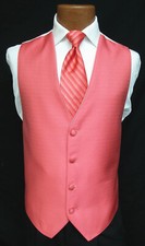 Men's Jean Yves Sterling Guava Pink Tuxedo Vest  Tie Wedding Groom Prom Medium