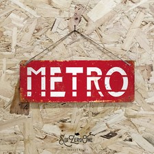 Parigi METRO Insegna Metallo Rosso Uomo Caverna Pub Bar Targa Parete Vintage Cucina Francia S