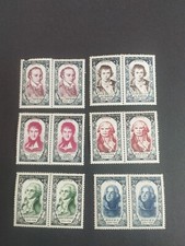 France Série Célébrités 867-872 Hoche 1950 Bloc 2 Paire Neuf** MNH Côte +200€