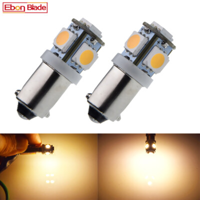 2X Warm White BA9S T11 T4W Car LED Interior Dome Light Side Marker Bulb Lamp 12V