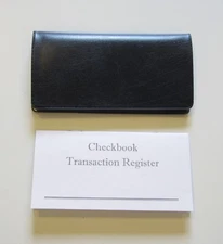 1 NAVY BLUE MARBLE VINYL CHECK BOOK COVER & 12 CHECKBOOK TRANSACTION REGISTERS
