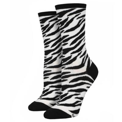 Socksmith Women's Crew Socks Zebra Animal Print Novelty Footwear