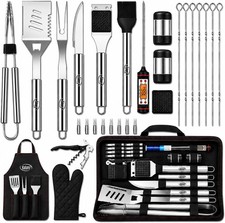 Heavy Duty Stainless Steel Grill Set 30 Piece BBQ Accessories with Case and