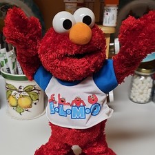 Sesame Street Elmo Plush Stuffed Doll w/ Blue White Shirt, Small 6-14 in