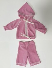 VTG Doe-Spun Pink Sweatsuit Infant Baby Sz 3M Floral Bow Girls Cottage Core
