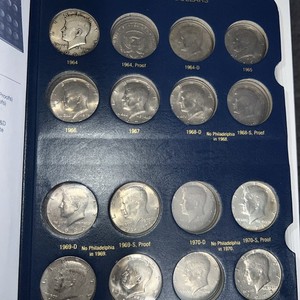 63 Coins some Silver Whitman 9127 Kennedy Half Dollar Coin Album