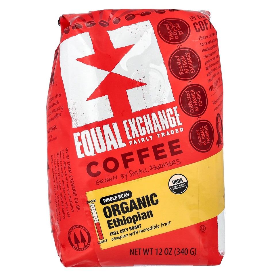 Organic Ethiopian Coffee, Whole Bean, Full City Roast, 12 oz (340 g)