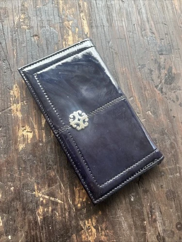 Brighton Wallet Dark Blue Patent Leather Card Organizer Snap Closure ID