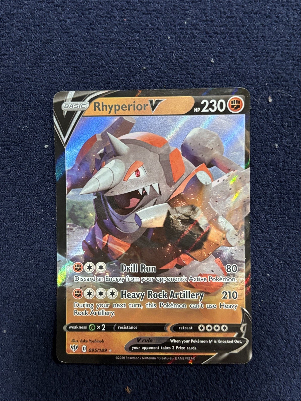 Rhyperior V 095/189 Darkness Ablaze- NM Ultra Rare Full Art Pokémon Card