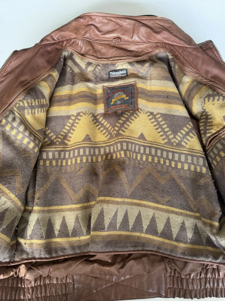 Chaqueta Bomber De Colección Wilsons Adventure Encuadernada Cuero Marrón Gamuza Aislante Para Hombres M Foto 3 de 4