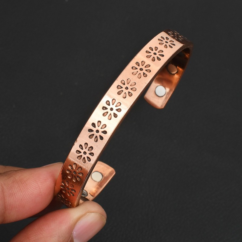 Flower Design Pure Copper Magnetic Pain Energy Therapy Bangle Jewelry CB-08-055