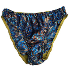 Vtg Sz/S Paisley Print Embossed Satin Bikini Panties