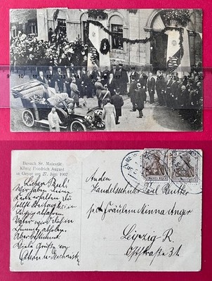 Anlass AK GEYER im Erzgebirge 1907 Besuch des König Friedrich August   ( 167135