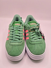 Adidas VL Court Bold Women  s Shoes Green Pink Suede Platform Sneakers Size 6