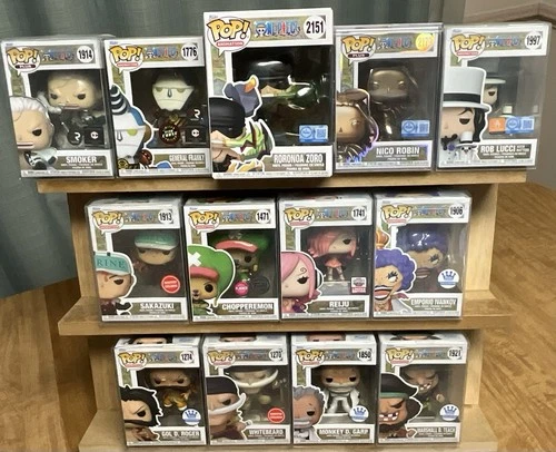 (13) One Piece Funko Pop! Lot,Zoro,Robin-Bronze,Franky-PR-CHASE,Smoker,Rob Lucci