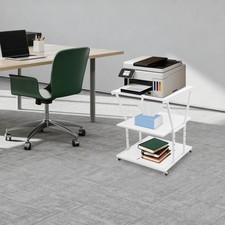 3-Tier Printer Stand, 29.5" High, Adjustable Design, White Compact Storage Cart