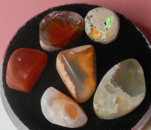 6 Mexican Fire Opal Bonanza Sale Matrix Lapidary Facet Rough Polish Mix 28.15TCW