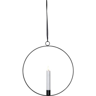 STAR LED Kerze Flamme Ring  28cm Schwarz Deko Modern Pendel Hänge Leuchte Timer